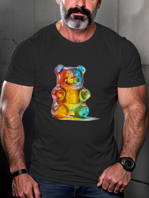 LGBT Gay Bear Vibrant Gummy Bear Pride Print Casual T-shirt