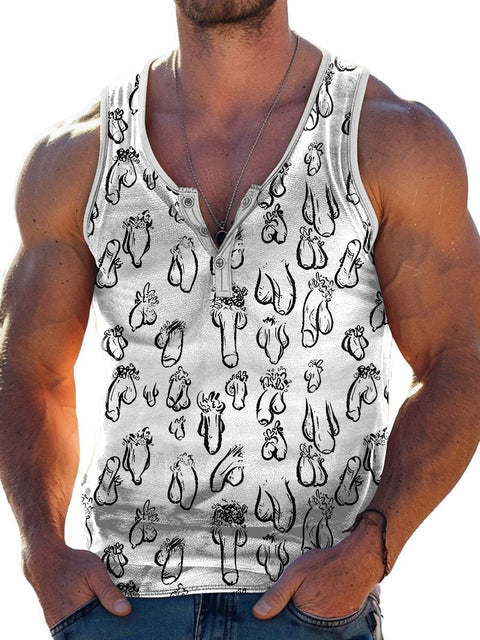 Men's LGBT Pride Gay Funny Daddy Cock Art Print Wide Shoulder Vest