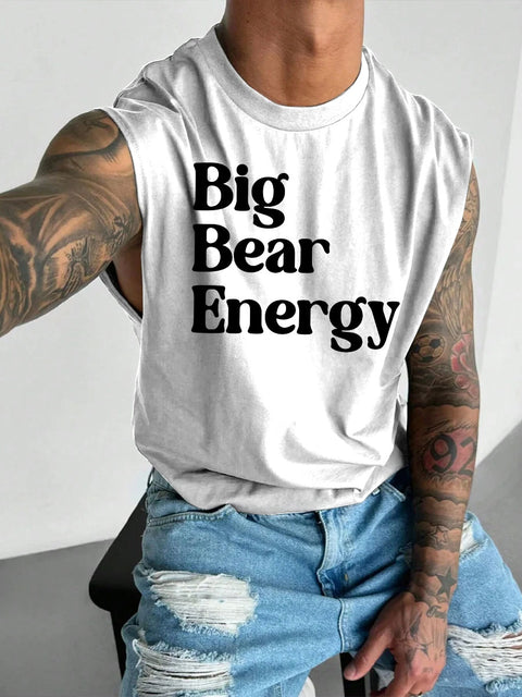 Men's LGBT Gay Funny Bear Pride Big Bear Energy Print Casual Wide Shoulder Vest