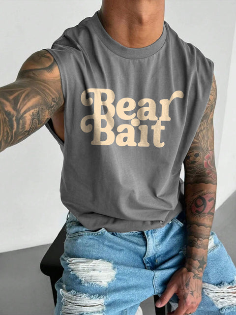 Men's LGBT Gay Gay Bear Bait Print Casual Wide Shoulder Vest