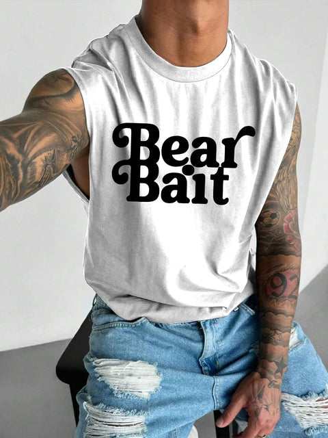 Men's LGBT Gay Gay Bear Bait Print Casual Wide Shoulder Vest