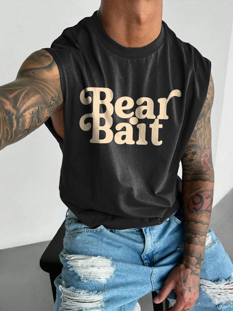Men's LGBT Gay Gay Bear Bait Print Casual Wide Shoulder Vest