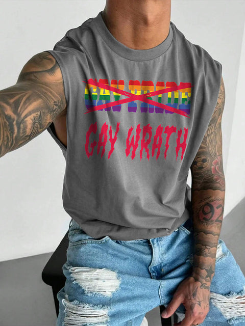 Men's LGBT Gay Gay Pride X Gay Wrath Print Casual Wide Shoulder Vest