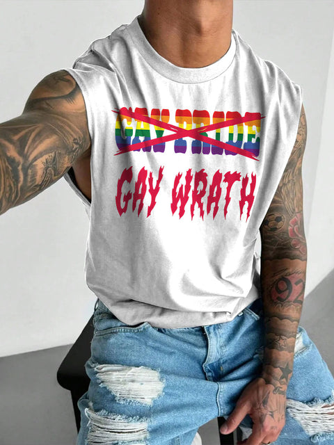 Men's LGBT Gay Gay Pride X Gay Wrath Print Casual Wide Shoulder Vest