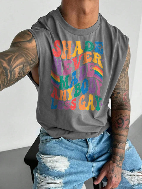 Men's LGBT Shade Never Made Anybody Less Gay Print Casual Wide Shoulder Vest