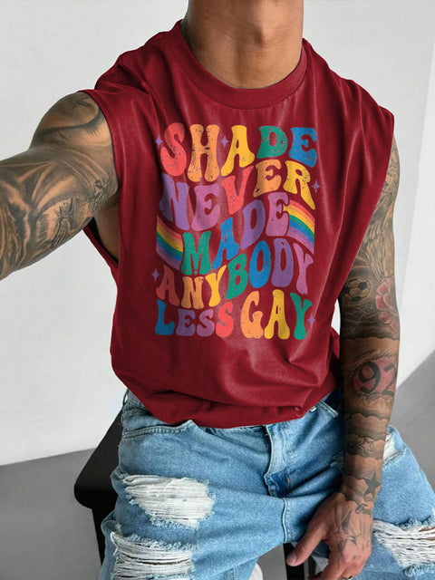 Men's LGBT Shade Never Made Anybody Less Gay Print Casual Wide Shoulder Vest