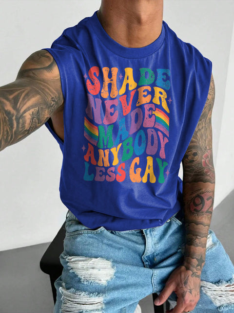 Men's LGBT Shade Never Made Anybody Less Gay Print Casual Wide Shoulder Vest