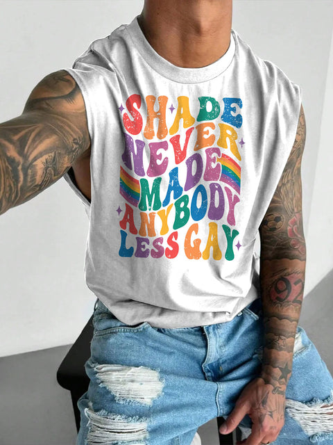 Men's LGBT Shade Never Made Anybody Less Gay Print Casual Wide Shoulder Vest