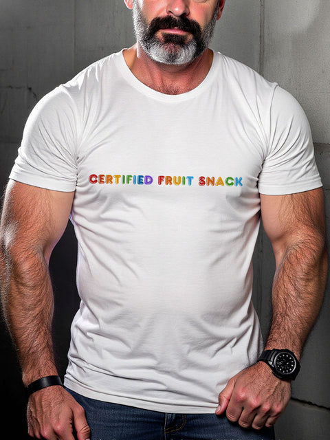 LGBT Gay Certified Fruit Snack Pride Print Casual T-shirt