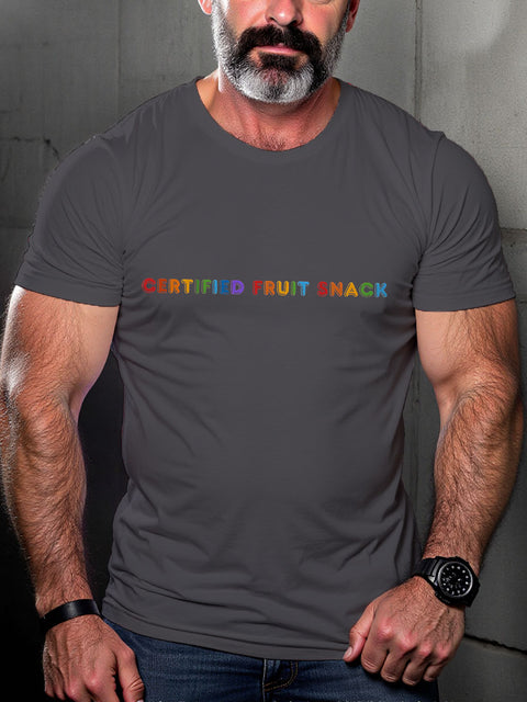 LGBT Gay Certified Fruit Snack Pride Print Casual T-shirt