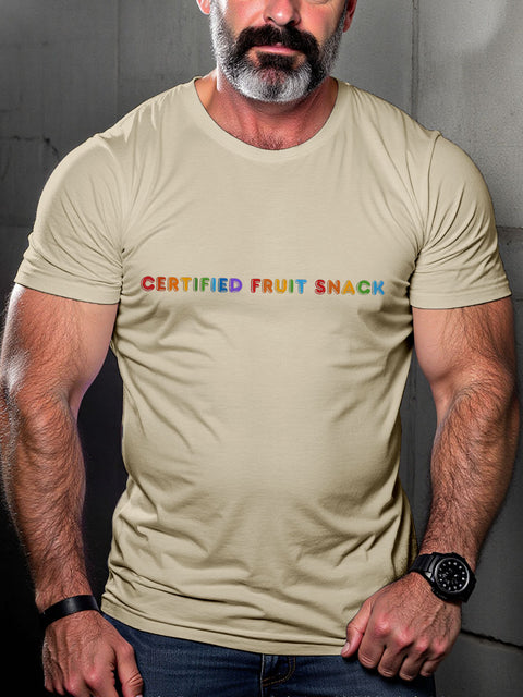 LGBT Gay Certified Fruit Snack Pride Print Casual T-shirt