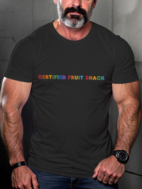LGBT Gay Certified Fruit Snack Pride Print Casual T-shirt