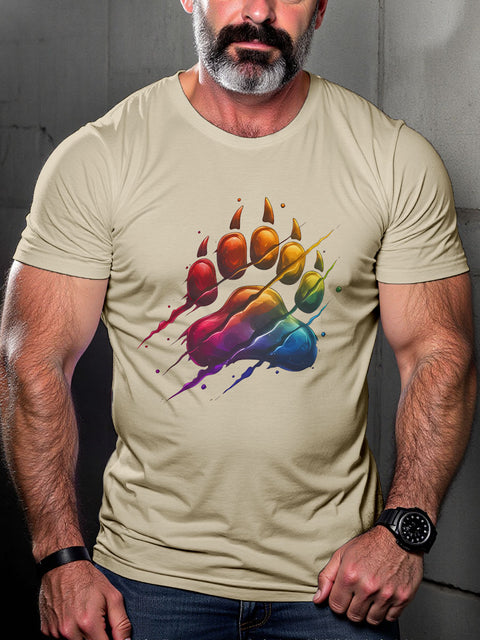 LGBT Daddy Bear Paw Pride Print Casual T-shirt