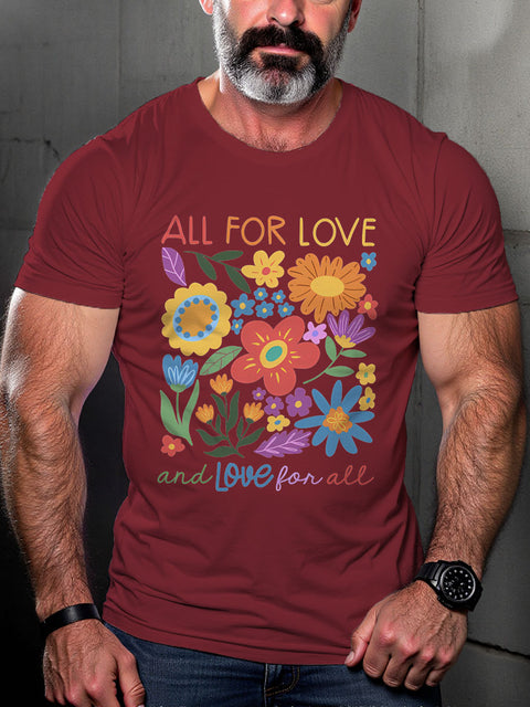 LGBT Pride All For Love Love For All Gay Print Casual T-shirt