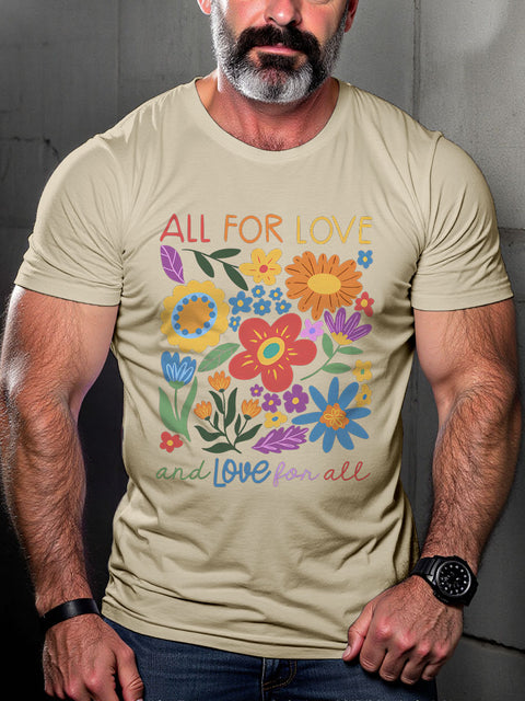 LGBT Pride All For Love Love For All Gay Print Casual T-shirt
