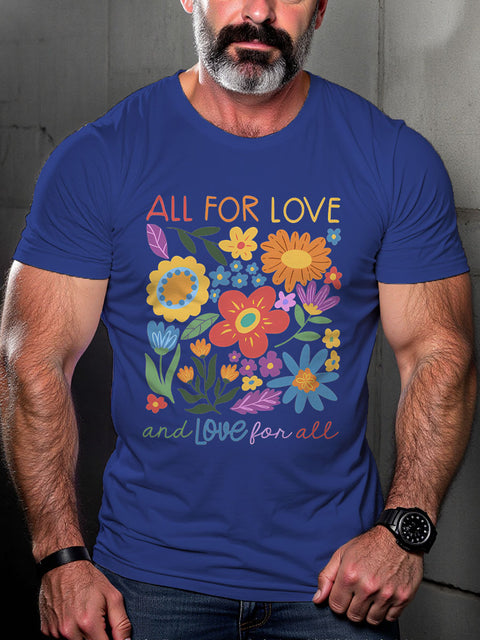 LGBT Pride All For Love Love For All Gay Print Casual T-shirt