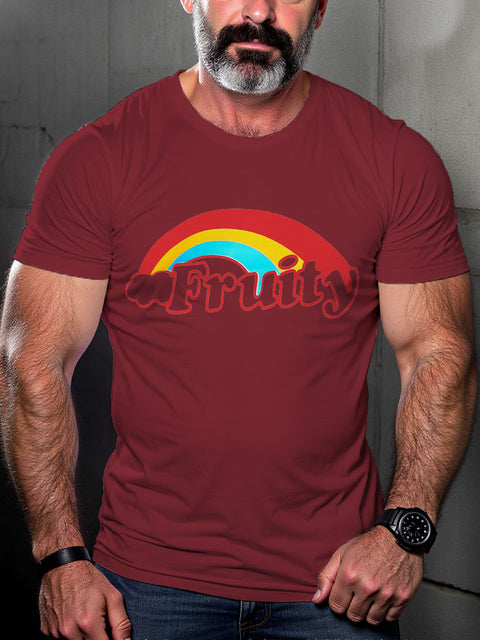 LGBT Pride Fruity Ringer Rainbow Print Casual T-shirt