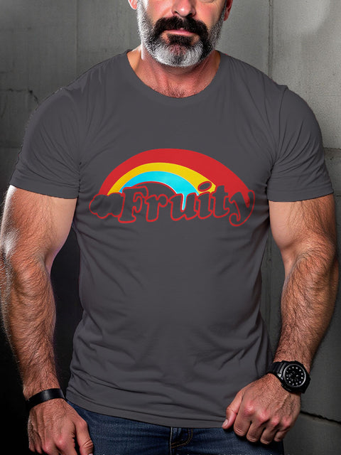 LGBT Pride Fruity Ringer Rainbow Print Casual T-shirt
