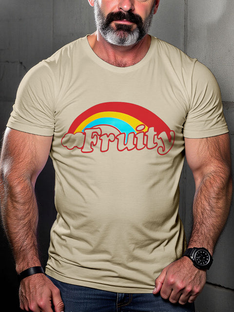 LGBT Pride Fruity Ringer Rainbow Print Casual T-shirt