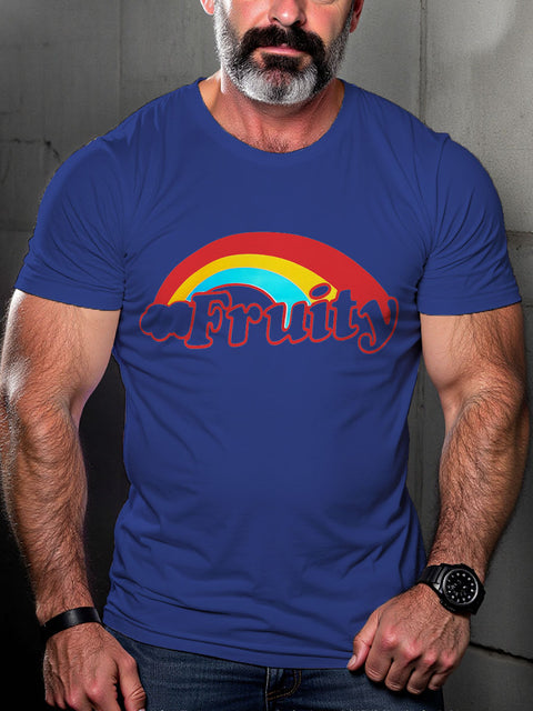 LGBT Pride Fruity Ringer Rainbow Print Casual T-shirt