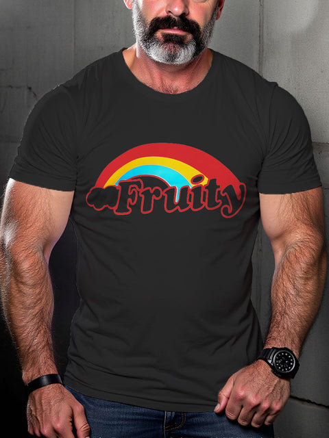 LGBT Pride Fruity Ringer Rainbow Print Casual T-shirt