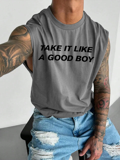 Men's LGBT Like A Good Boy Print Casual Wide Shoulder Vest