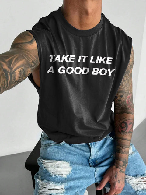 Men's LGBT Like A Good Boy Print Casual Wide Shoulder Vest