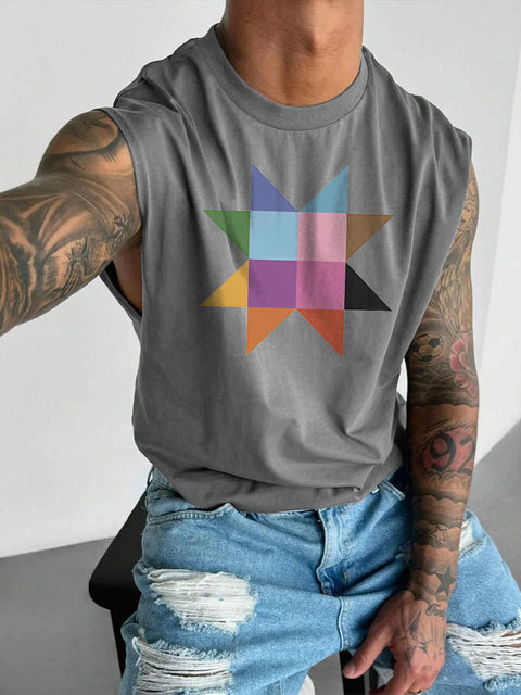 Men's LGBT Subtle Queer Gay Pride Print Casual Wide Shoulder Vest