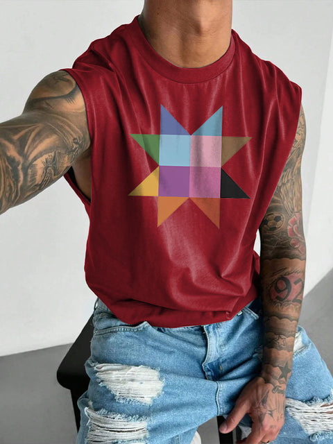 Men's LGBT Subtle Queer Gay Pride Print Casual Wide Shoulder Vest