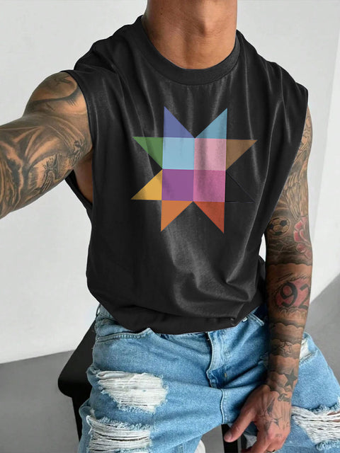 Men's LGBT Subtle Queer Gay Pride Print Casual Wide Shoulder Vest