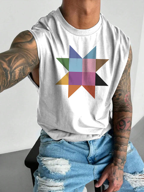 Men's LGBT Subtle Queer Gay Pride Print Casual Wide Shoulder Vest