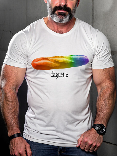 LGBT Faguette Rainbow Print Casual T-shirt