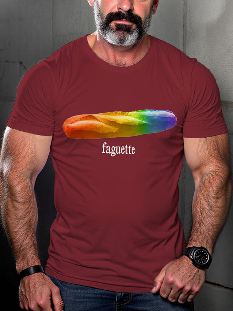 LGBT Faguette Rainbow Print Casual T-shirt