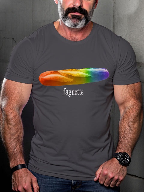 LGBT Faguette Rainbow Print Casual T-shirt