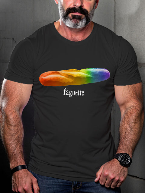 LGBT Faguette Rainbow Print Casual T-shirt