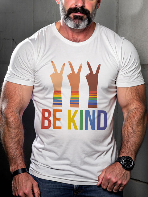 LGBT Rainbow Be Kind Print Casual T-shirt