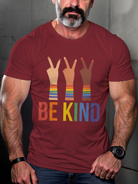 LGBT Rainbow Be Kind Print Casual T-shirt