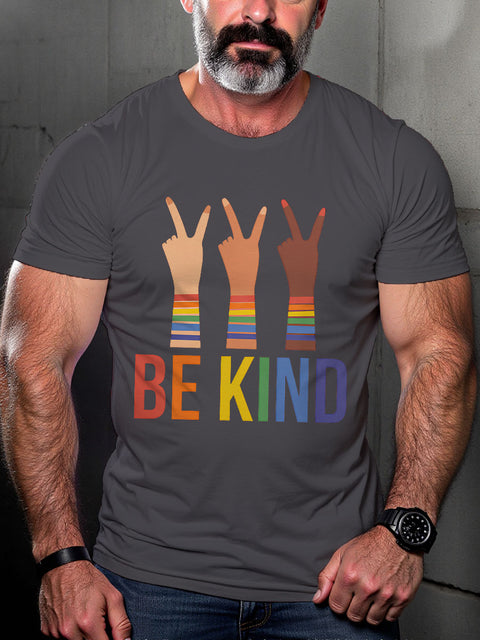 LGBT Rainbow Be Kind Print Casual T-shirt