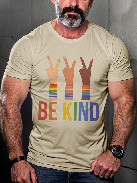 LGBT Rainbow Be Kind Print Casual T-shirt