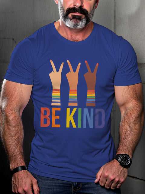 LGBT Rainbow Be Kind Print Casual T-shirt