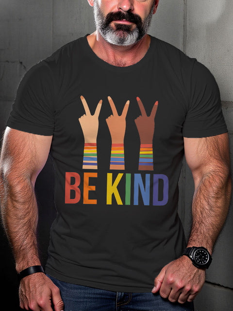 LGBT Rainbow Be Kind Print Casual T-shirt