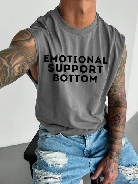 Men's LGBT Gay Pride Emotional Support Bottom Print Casual Wide Shoulder Vest