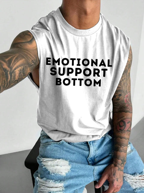 Men's LGBT Gay Pride Emotional Support Bottom Print Casual Wide Shoulder Vest