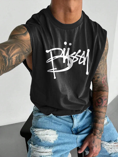 Men's LGBT Gay Pride Büssy Print Casual Wide Shoulder Vest