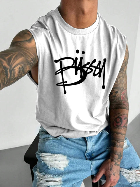 Men's LGBT Gay Pride Büssy Print Casual Wide Shoulder Vest