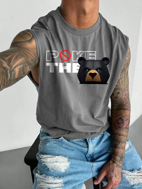 Men's LGBT Gay Pride Poke The Bear Print Casual Wide Shoulder Vest