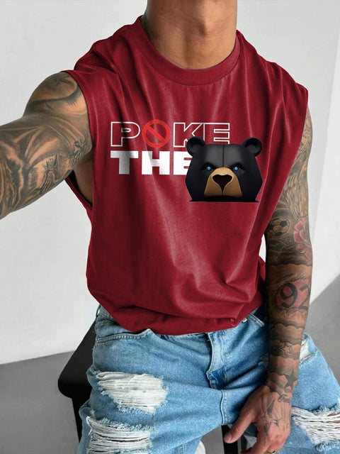 Men's LGBT Gay Pride Poke The Bear Print Casual Wide Shoulder Vest