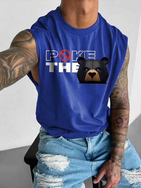 Men's LGBT Gay Pride Poke The Bear Print Casual Wide Shoulder Vest