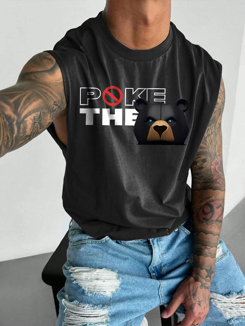 Men's LGBT Gay Pride Poke The Bear Print Casual Wide Shoulder Vest