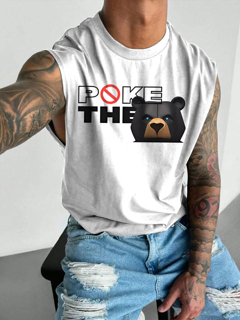 Men's LGBT Gay Pride Poke The Bear Print Casual Wide Shoulder Vest